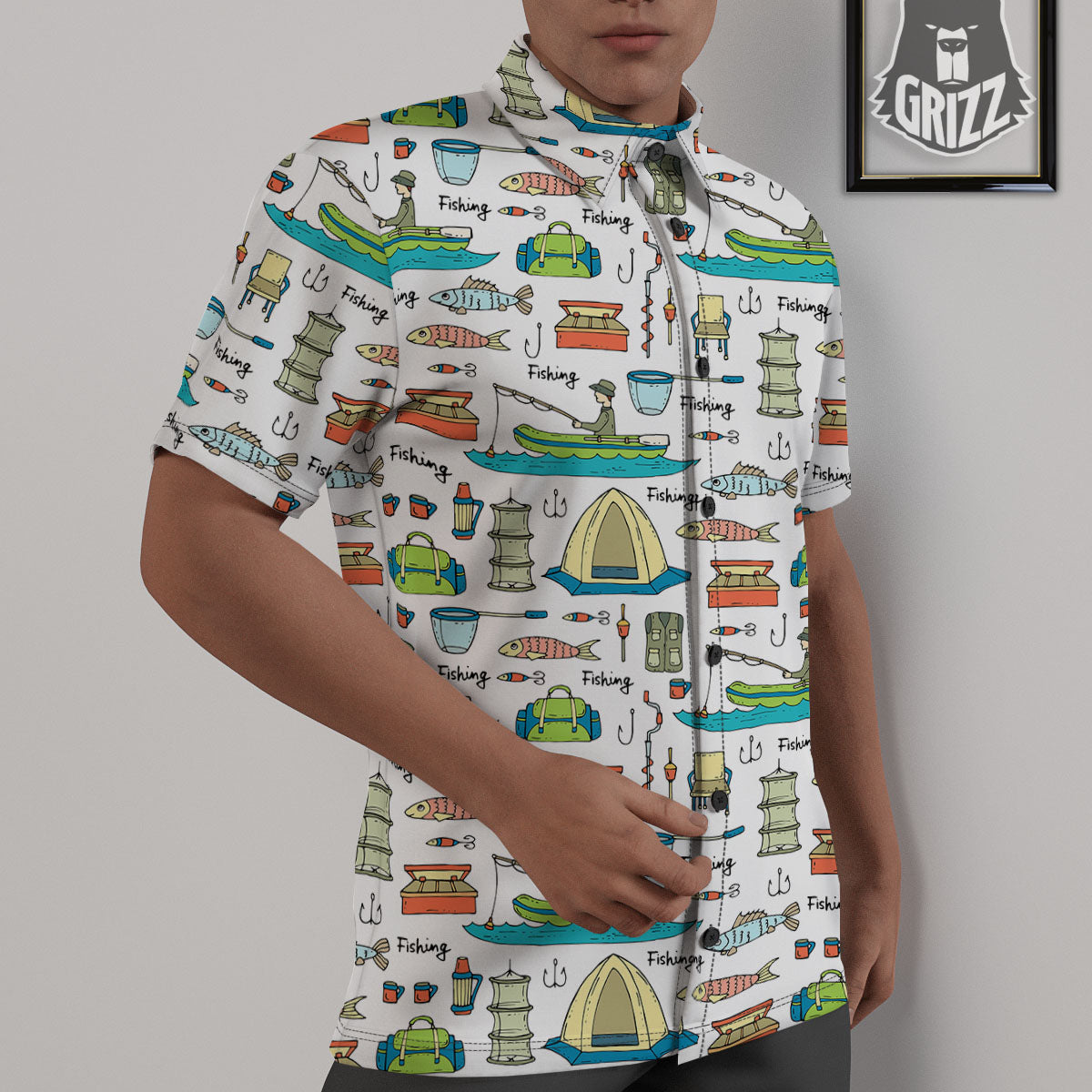 Equipment Fishing Print Pattern Untucked Shirts-grizzshop