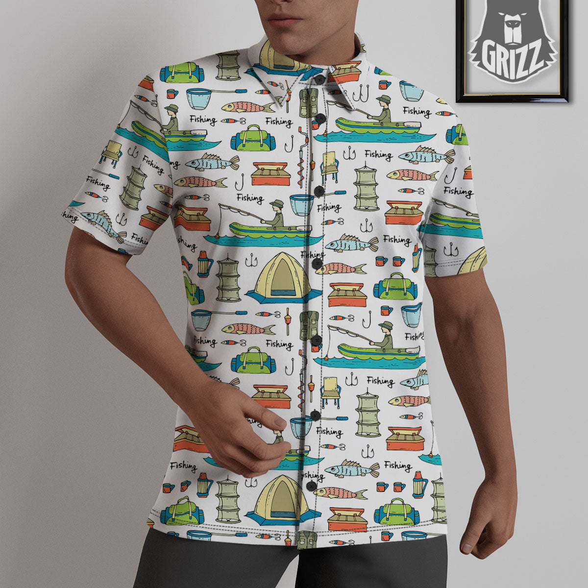 Equipment Fishing Print Pattern Untucked Shirts-grizzshop