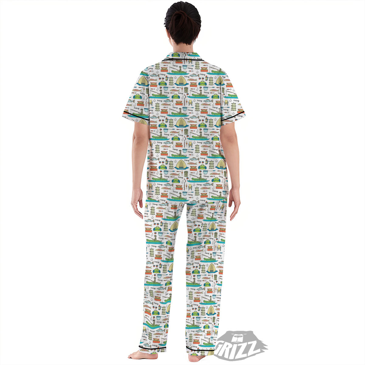 Equipment Fishing Print Pattern Women's Pajamas Set-grizzshop