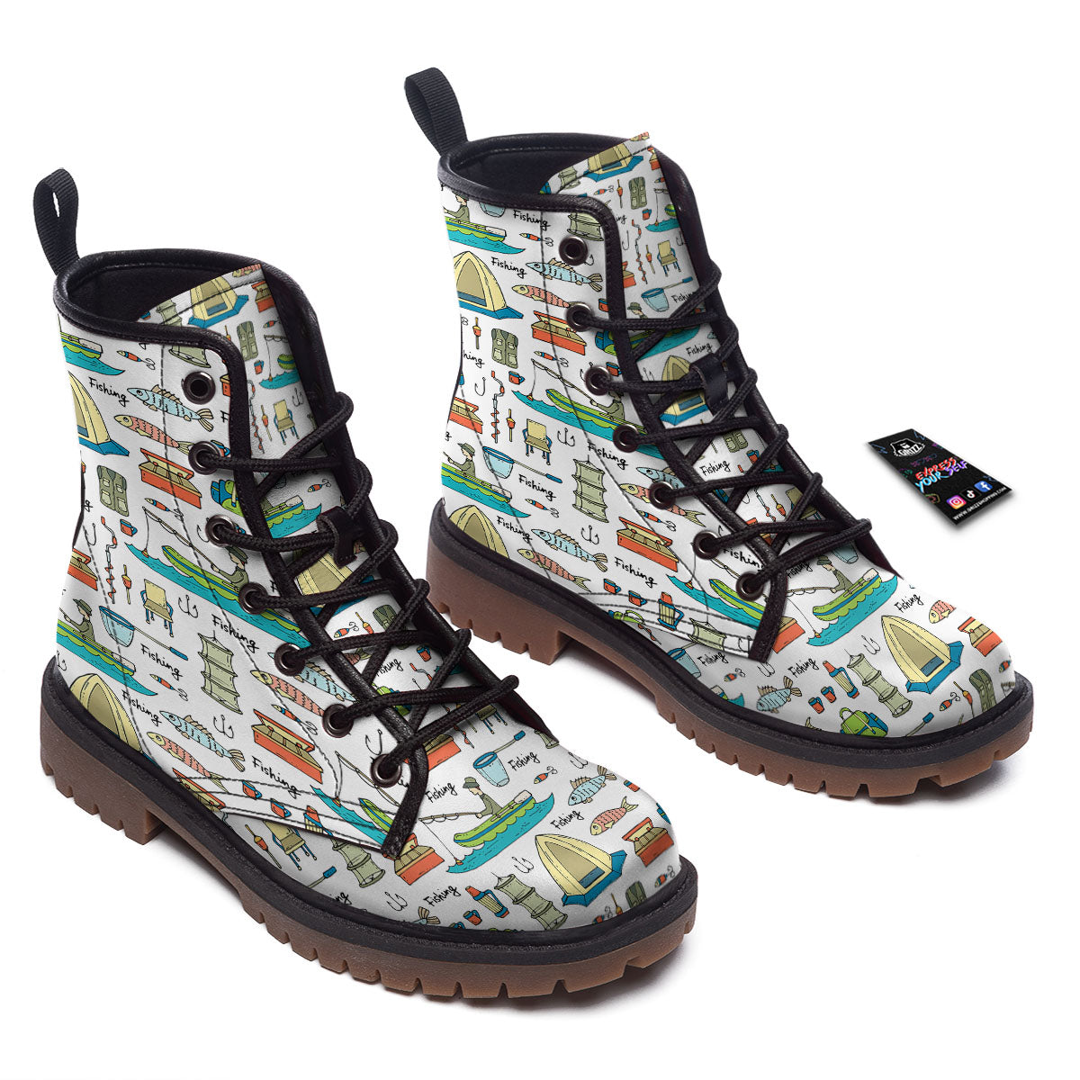 Equipment Fishing Print Pattern Work Boots-grizzshop