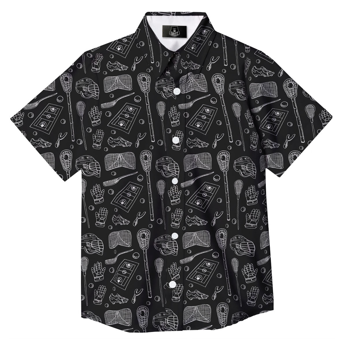 Equipment Lacrosse Print Pattern Button Up Shirt-grizzshop