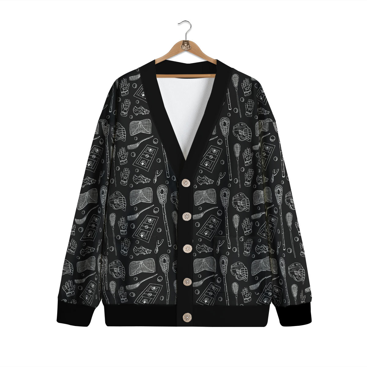 Equipment Lacrosse Print Pattern Cardigan-grizzshop