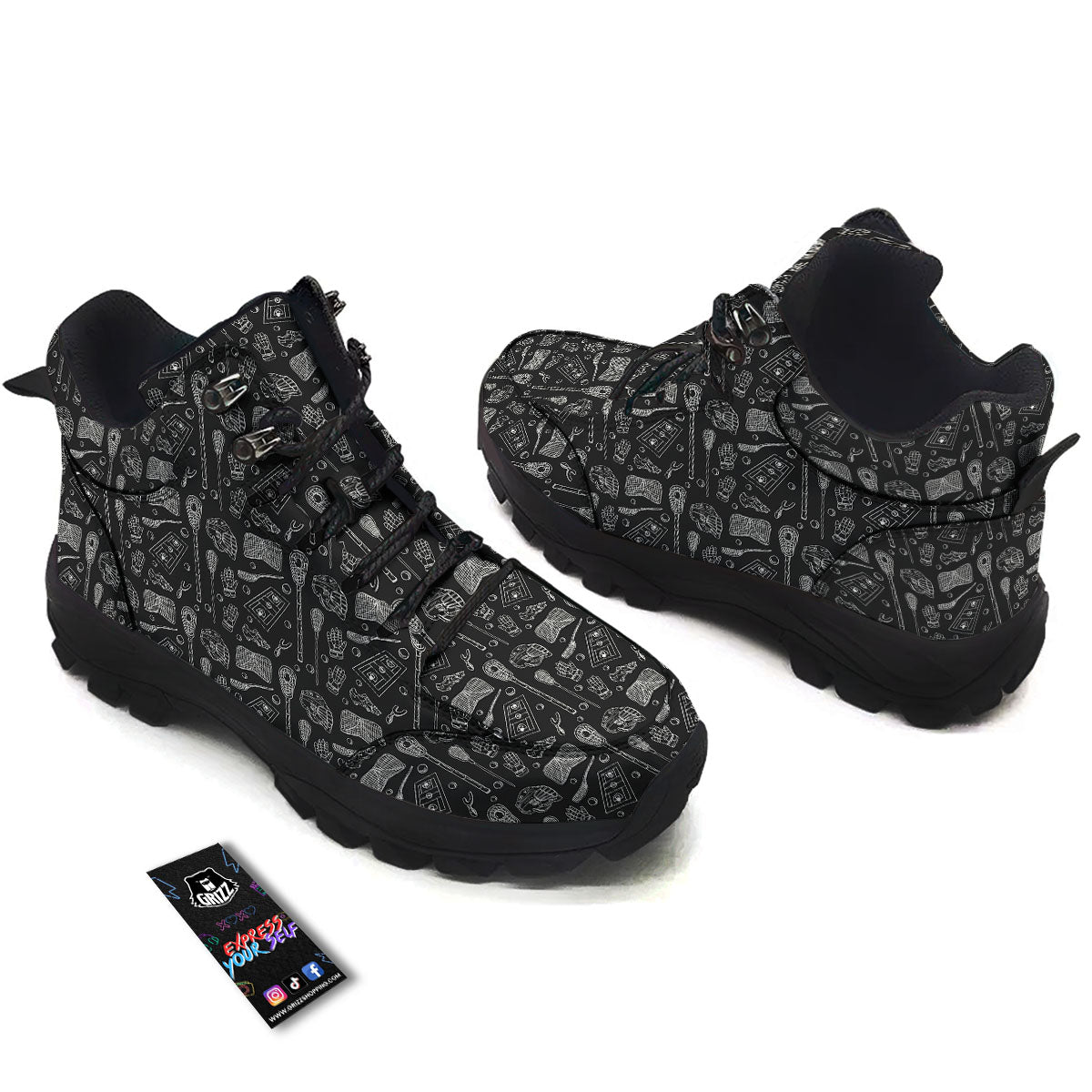 Equipment Lacrosse Print Pattern Hiking Shoes-grizzshop