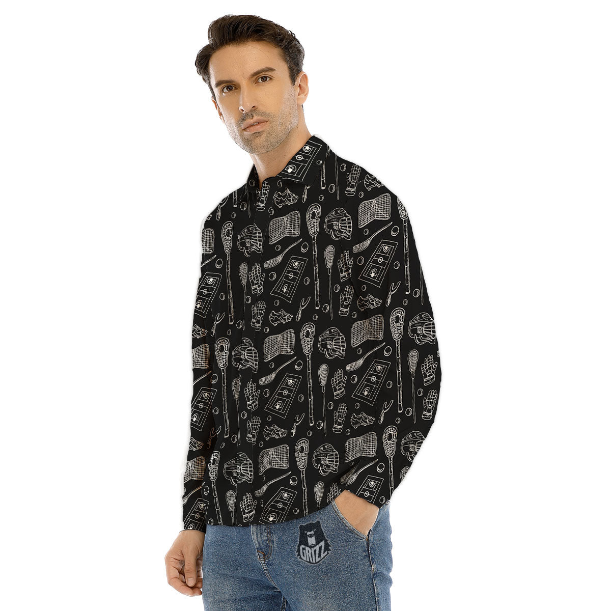 Equipment Lacrosse Print Pattern Men's Dress Shirts-grizzshop