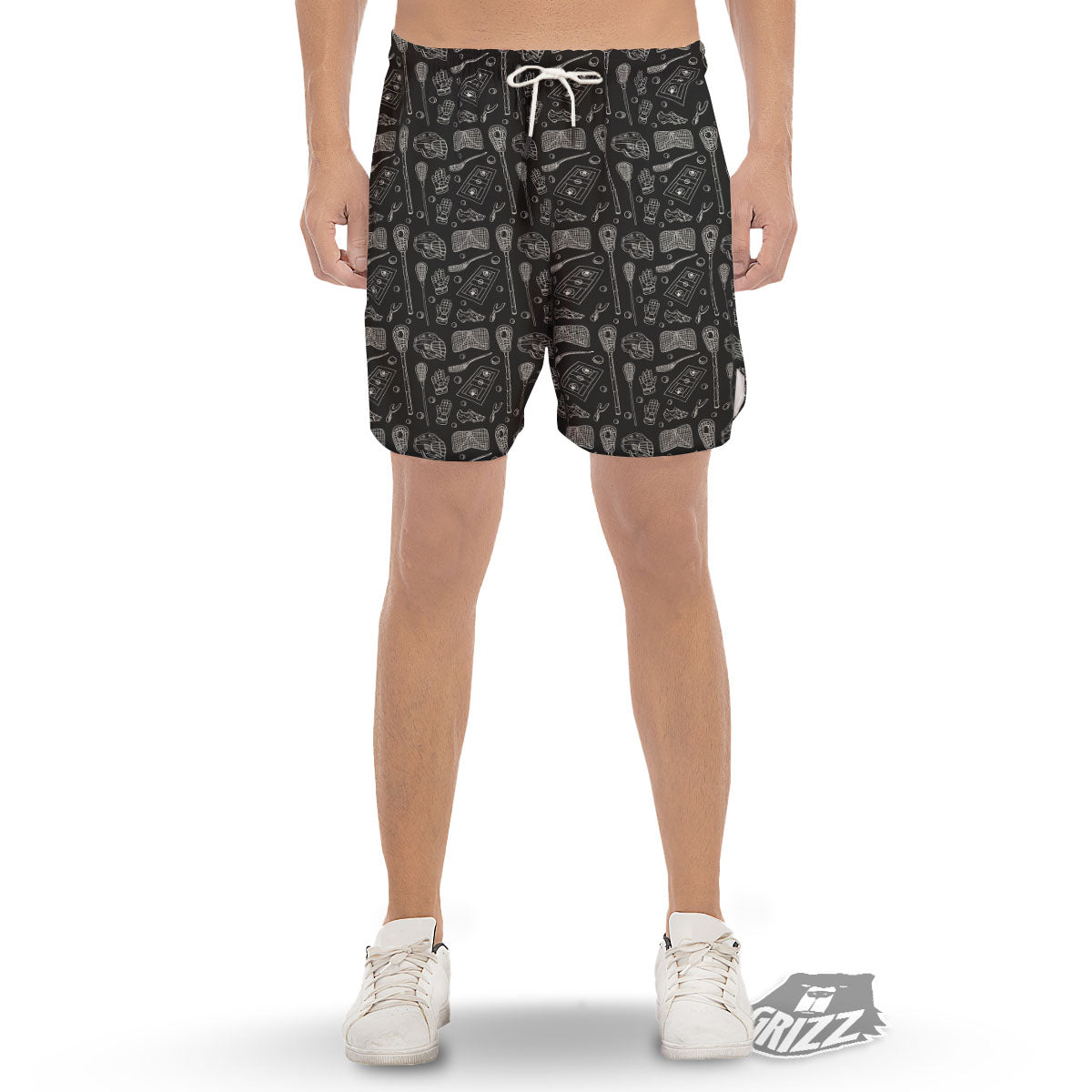 Equipment Lacrosse Print Pattern Men's Gym Shorts-grizzshop