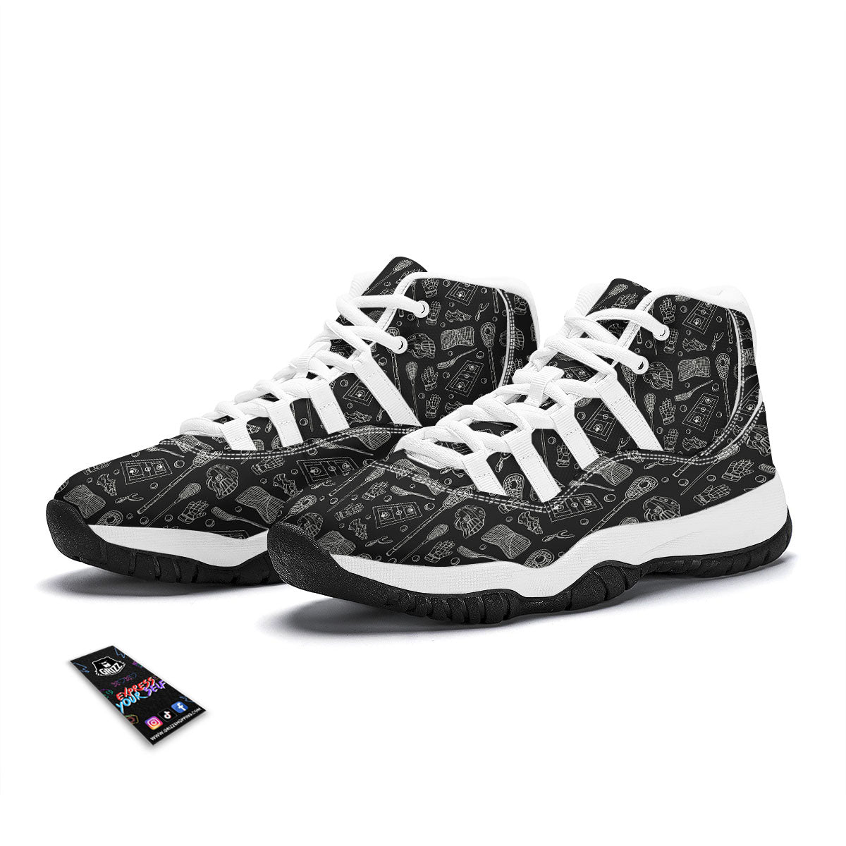 Equipment Lacrosse Print Pattern White Bball Shoes-grizzshop