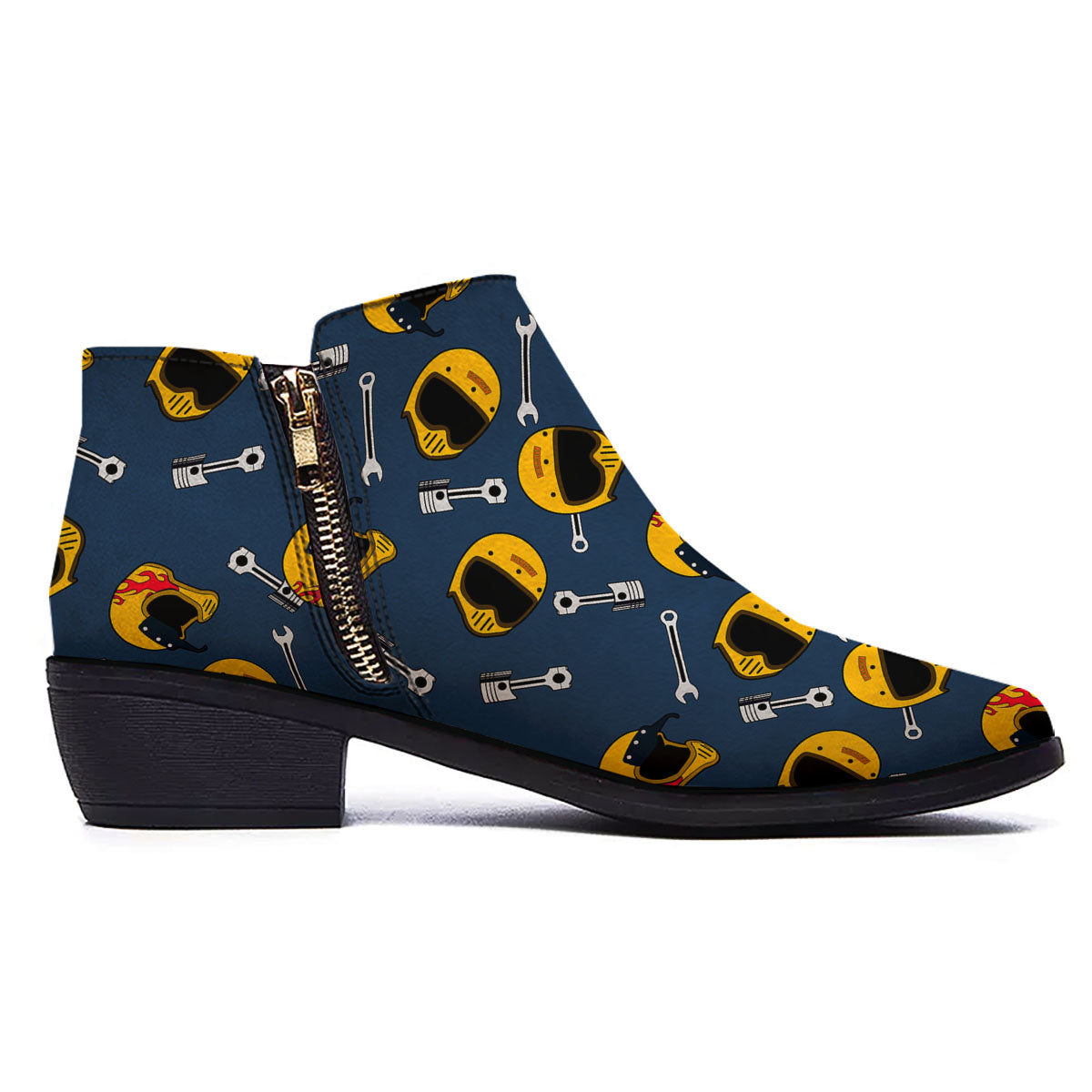 Equipment Motorcycle Print Pattern Ankle Boots-grizzshop