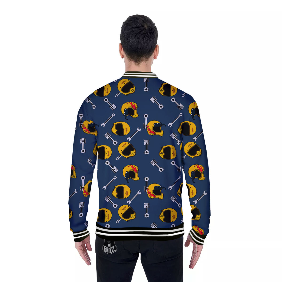 Equipment Motorcycle Print Pattern Baseball Jacket-grizzshop