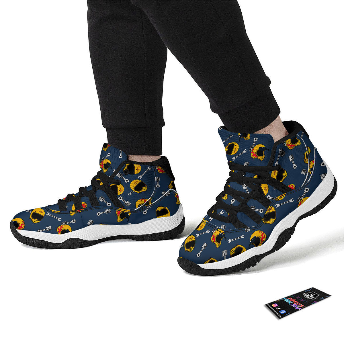 Equipment Motorcycle Print Pattern Black Bball Shoes-grizzshop