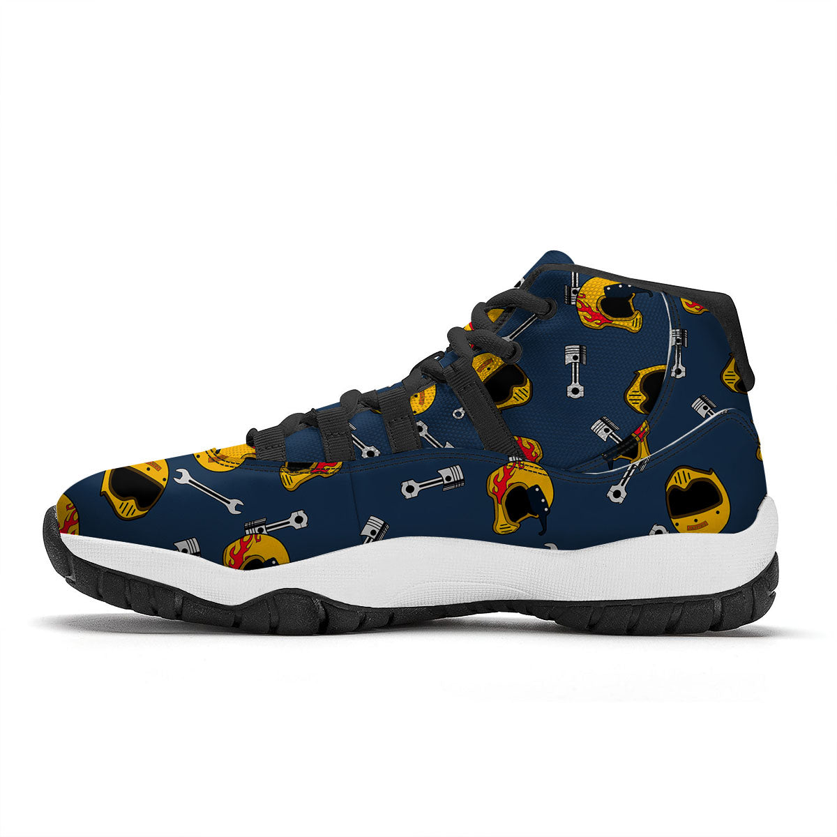 Equipment Motorcycle Print Pattern Black Bball Shoes-grizzshop
