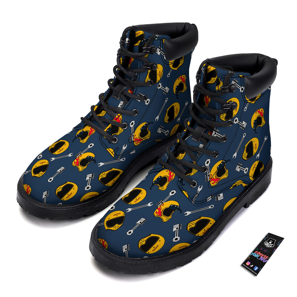 Equipment Motorcycle Print Pattern Boots-grizzshop