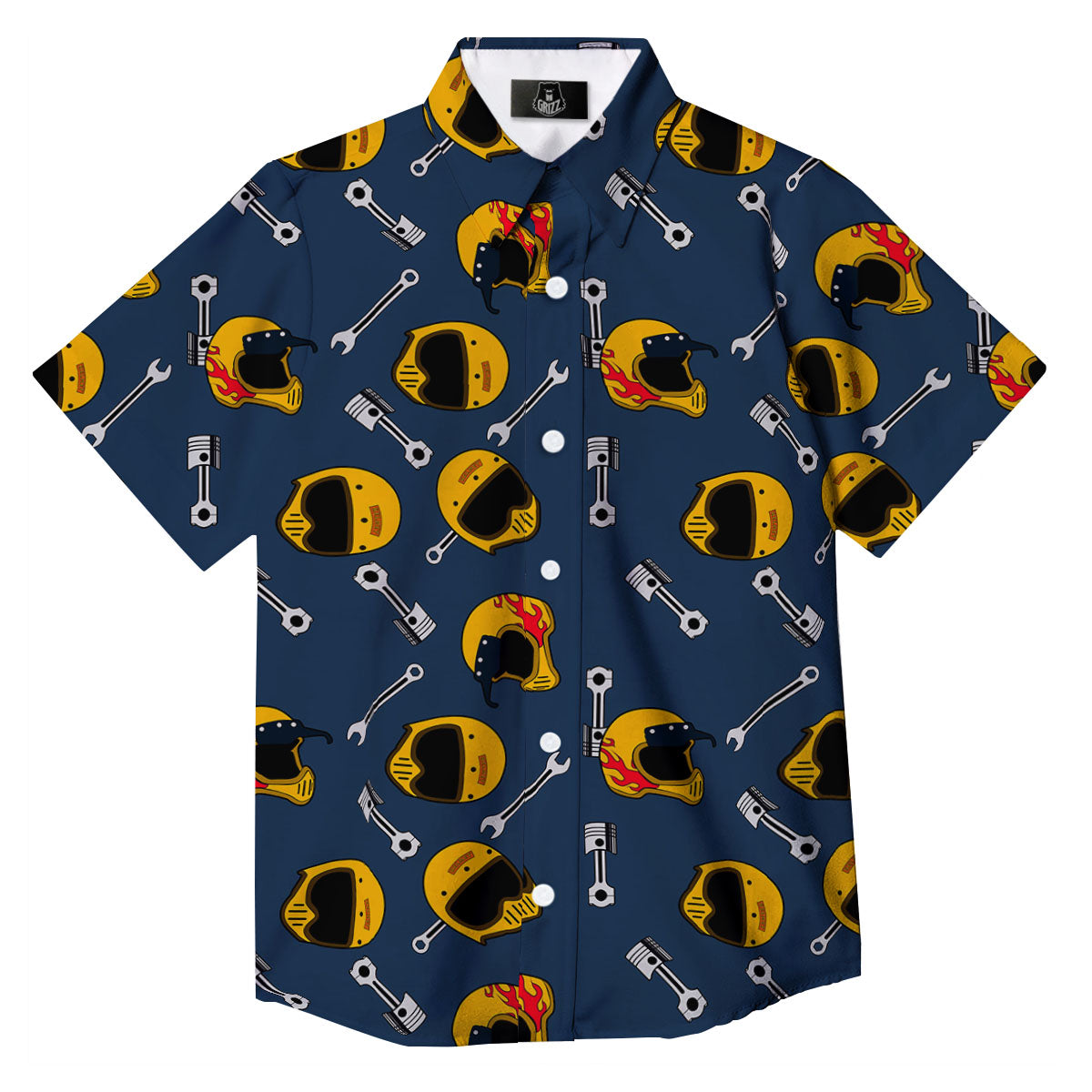 Equipment Motorcycle Print Pattern Button Up Shirt-grizzshop