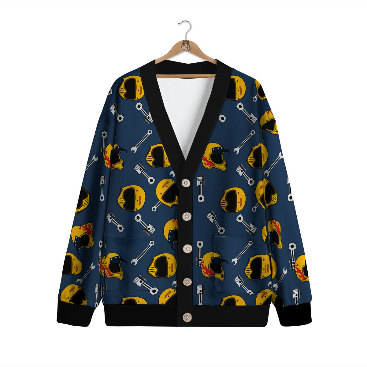Equipment Motorcycle Print Pattern Cardigan-grizzshop