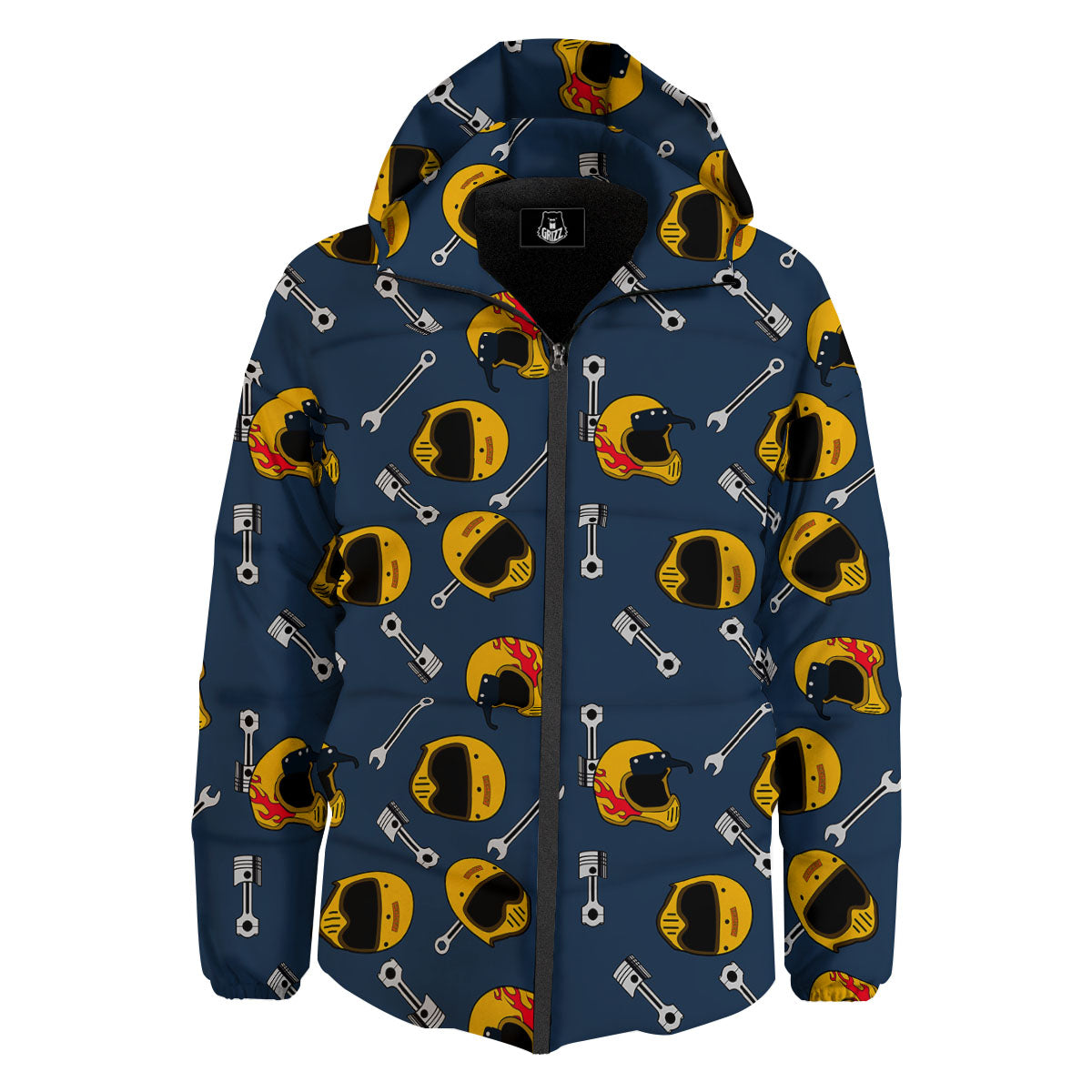 Equipment Motorcycle Print Pattern Down Jacket-grizzshop