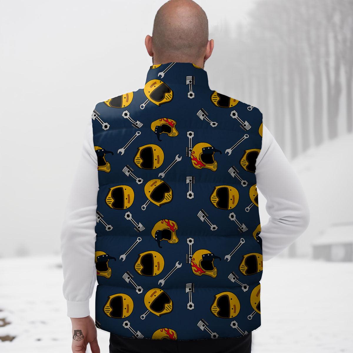 Equipment Motorcycle Print Pattern Down Vest