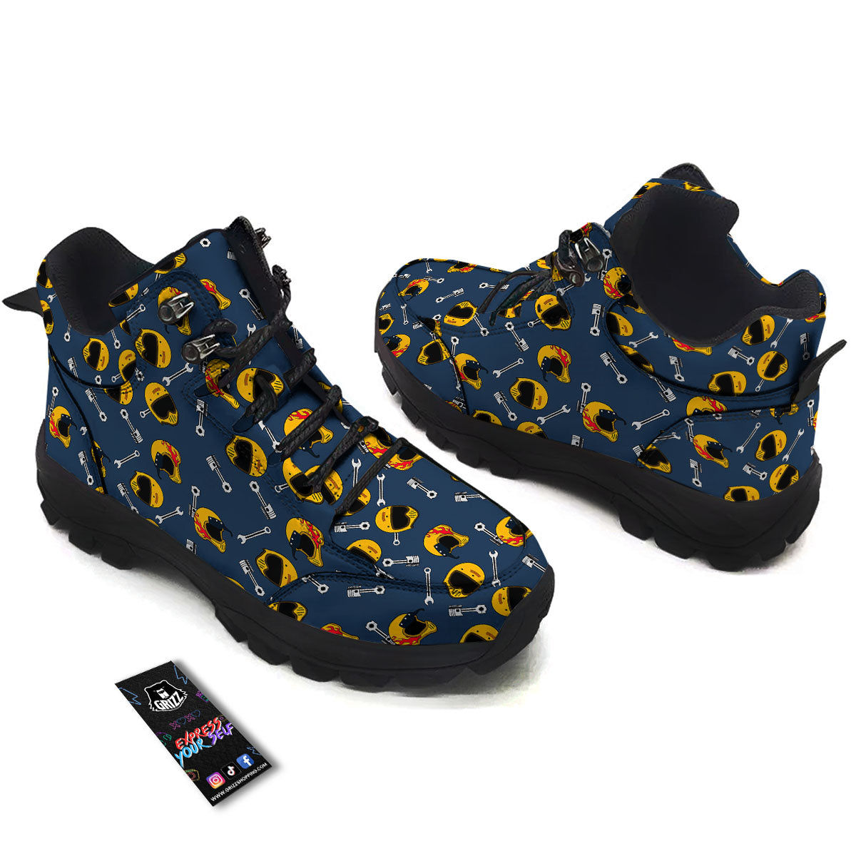 Equipment Motorcycle Print Pattern Hiking Shoes-grizzshop