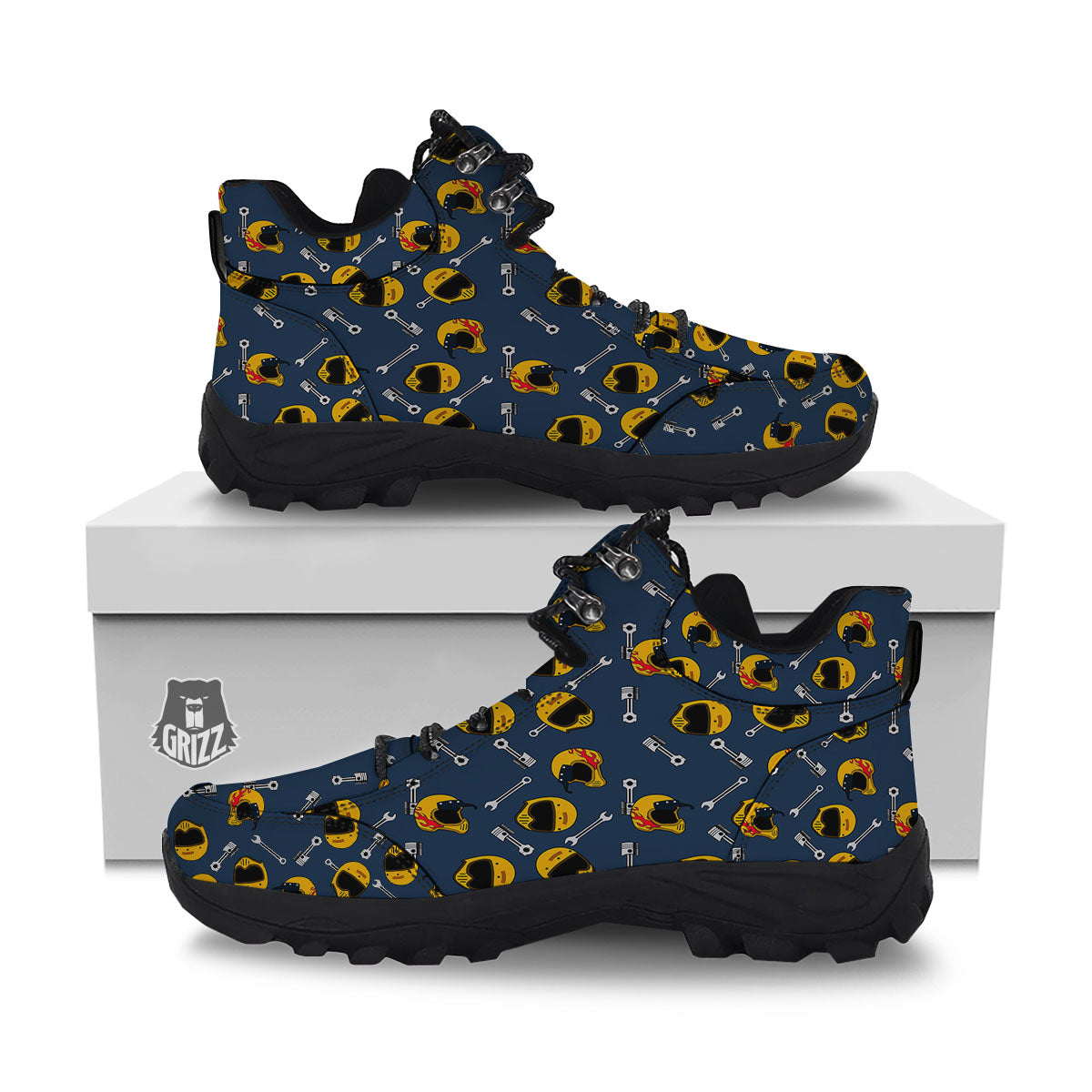 Equipment Motorcycle Print Pattern Hiking Shoes-grizzshop