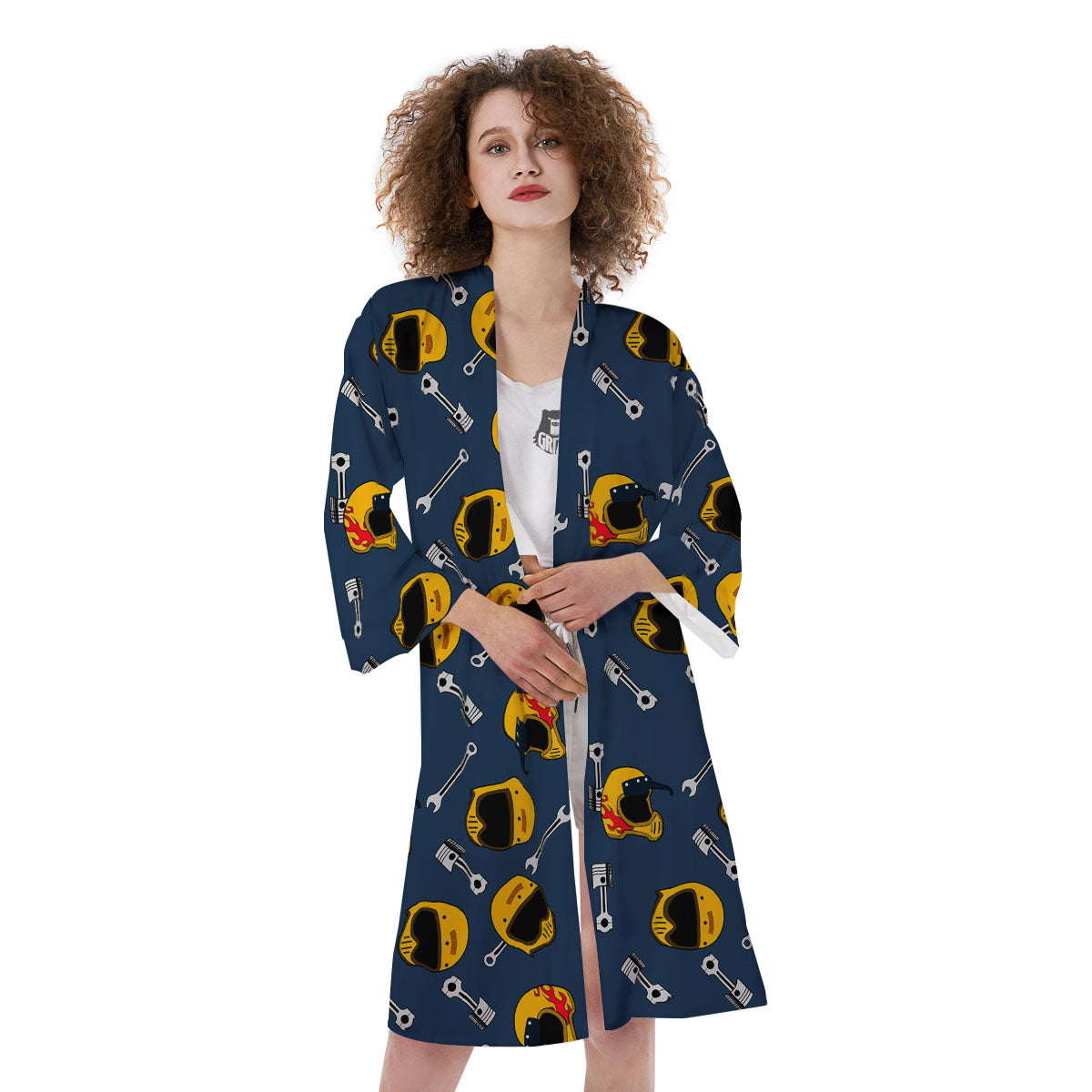 Equipment Motorcycle Print Pattern Kimono-grizzshop