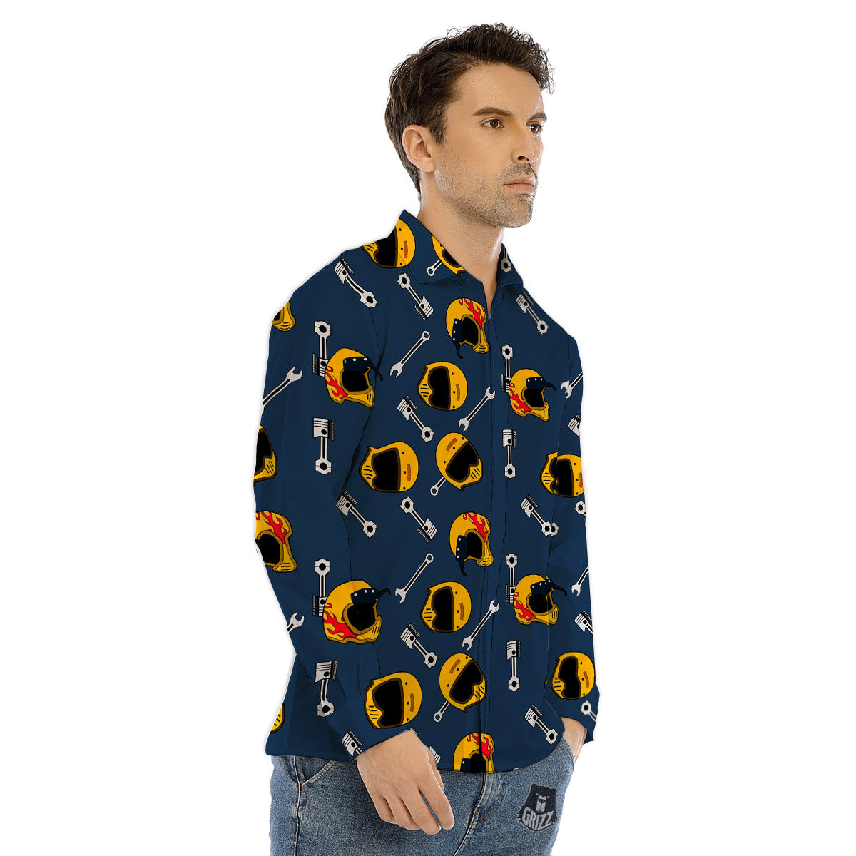 Equipment Motorcycle Print Pattern Men's Dress Shirts-grizzshop