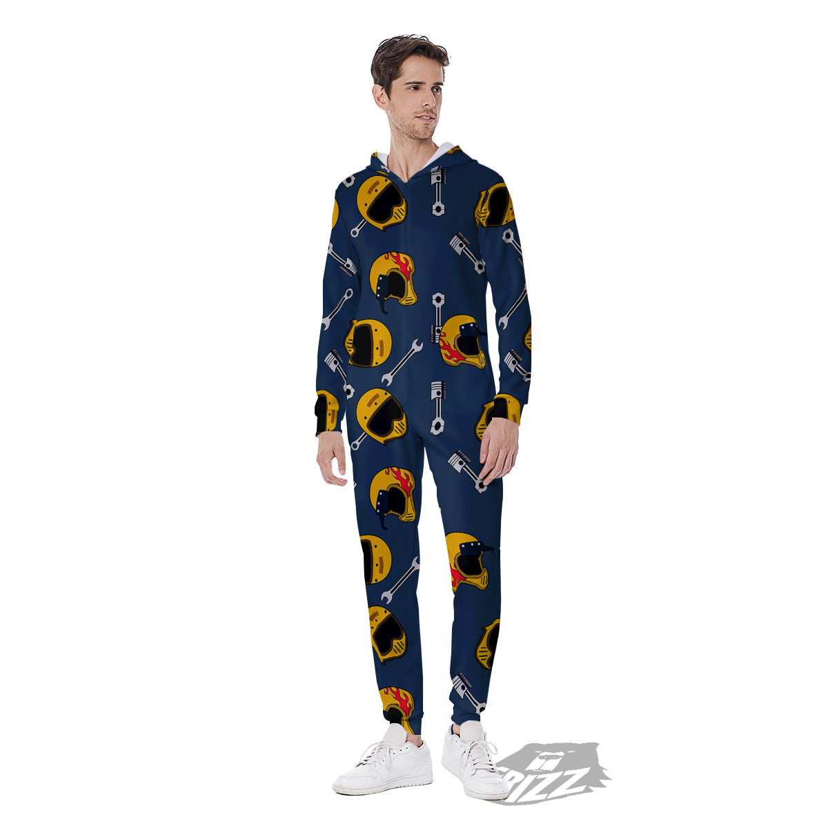Equipment Motorcycle Print Pattern Men's Jumpsuit-grizzshop
