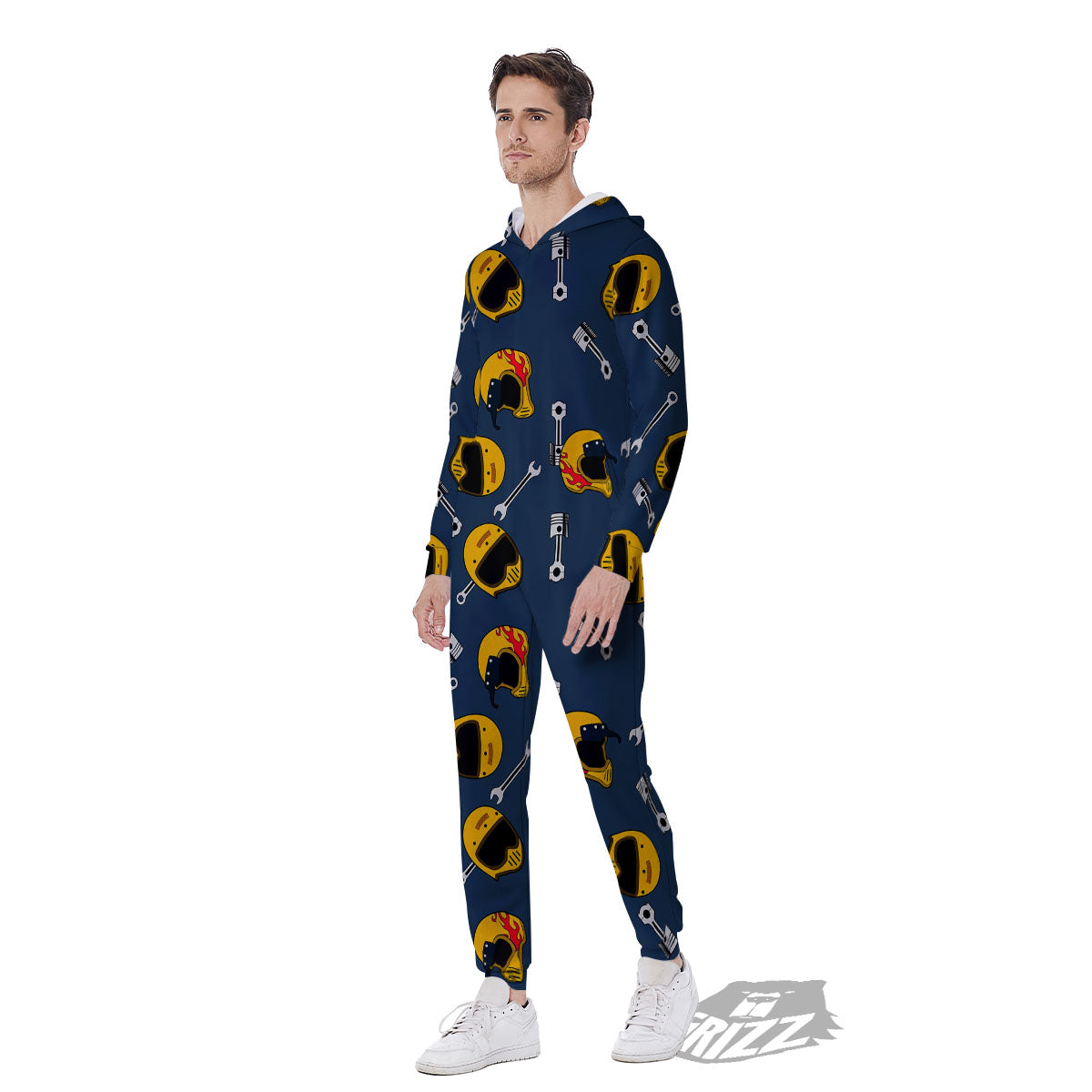 Equipment Motorcycle Print Pattern Men's Jumpsuit-grizzshop