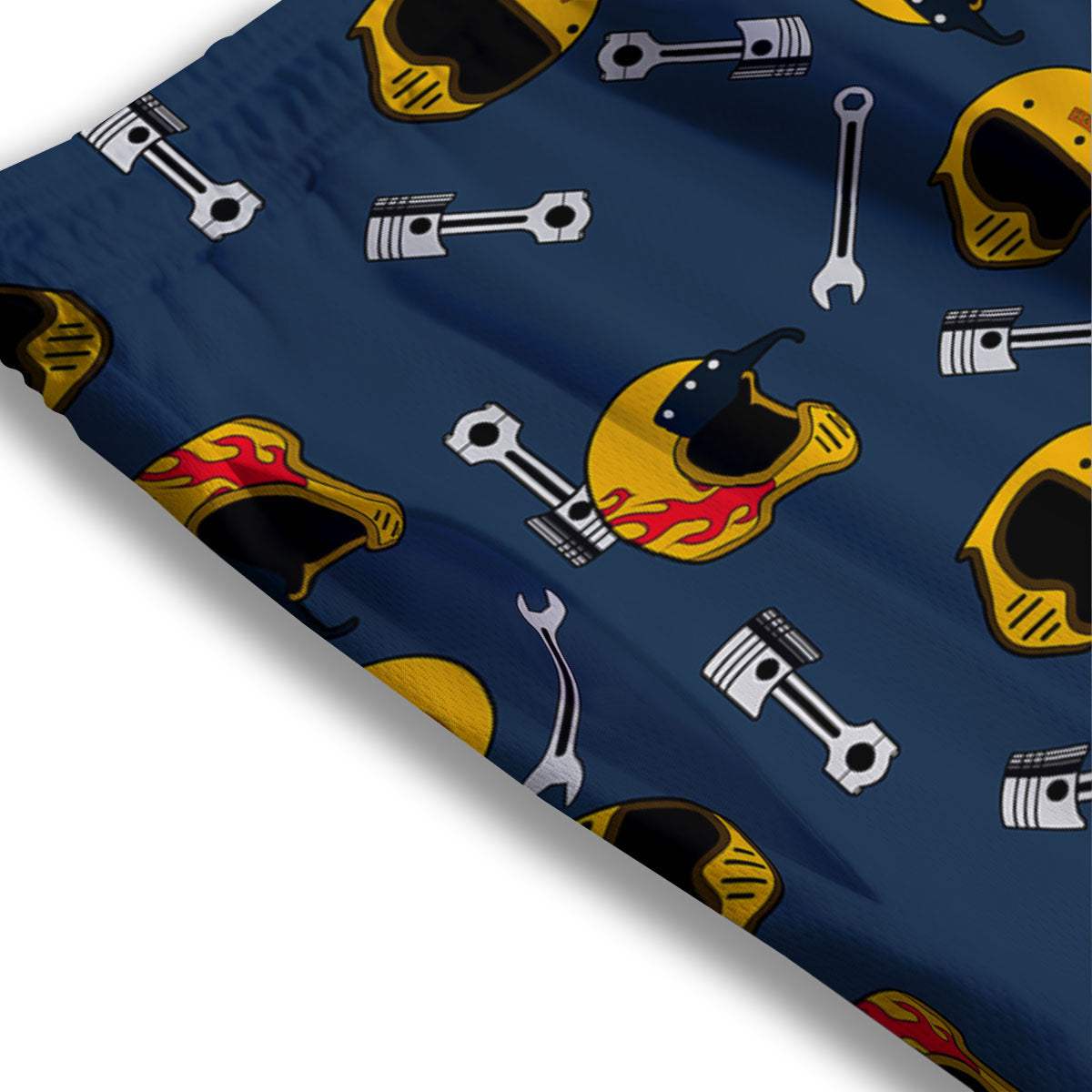 Equipment Motorcycle Print Pattern Mesh Shorts