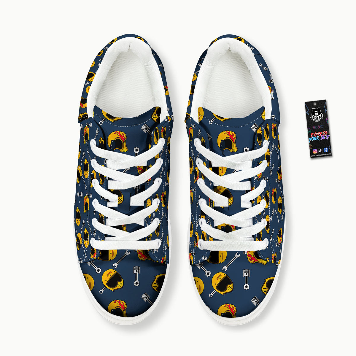 Equipment Motorcycle Print Pattern Platform Shoes-grizzshop