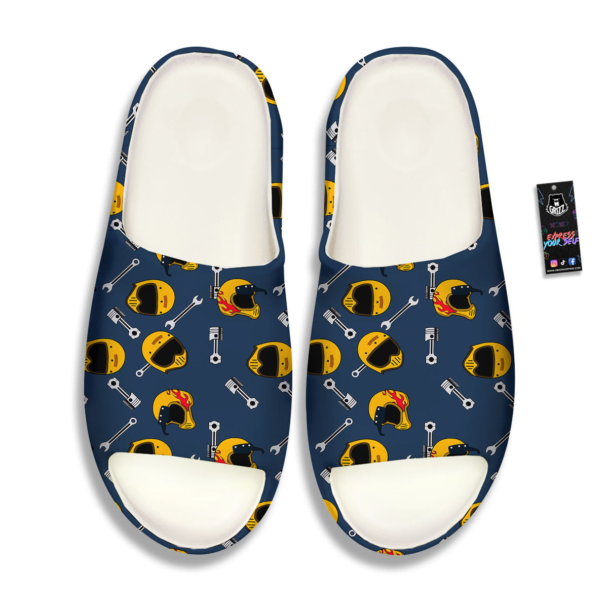 Equipment Motorcycle Print Pattern Sandals-grizzshop