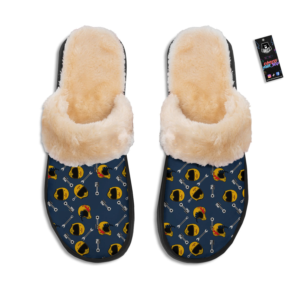 Equipment Motorcycle Print Pattern Slippers-grizzshop