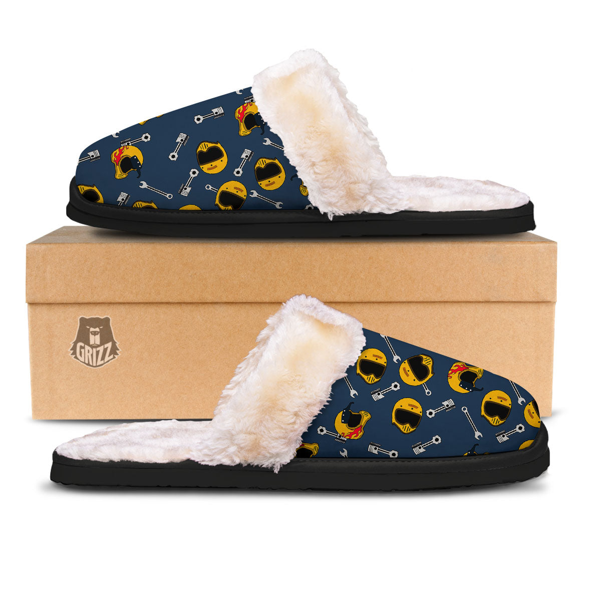 Equipment Motorcycle Print Pattern Slippers-grizzshop