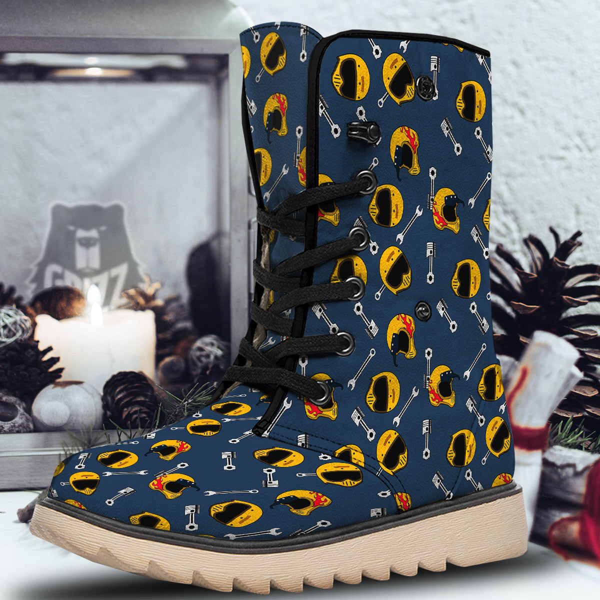 Equipment Motorcycle Print Pattern Snow Boots-grizzshop