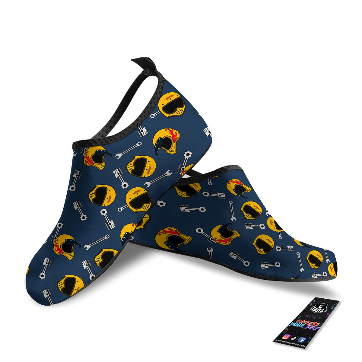 Equipment Motorcycle Print Pattern Water Shoes-grizzshop