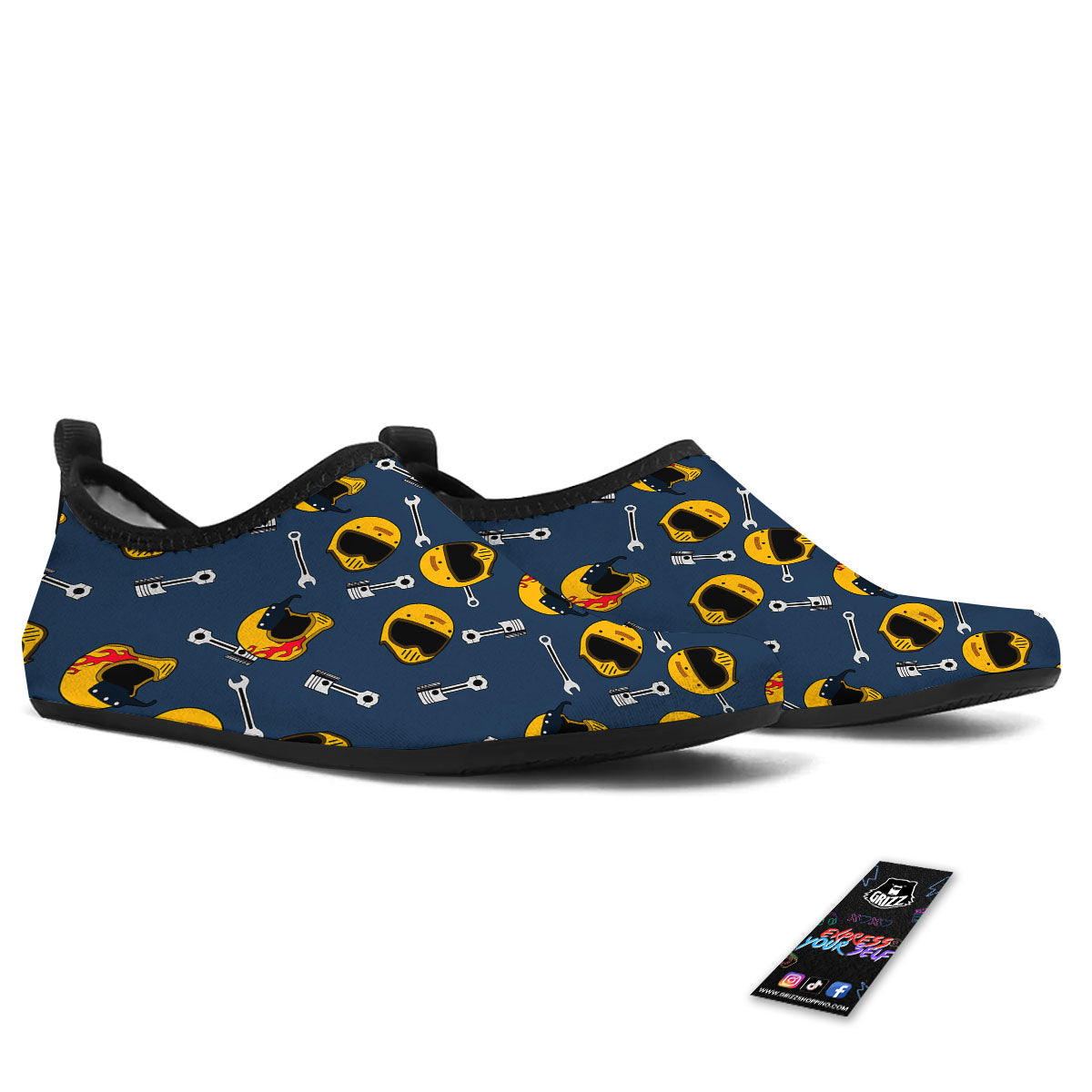 Equipment Motorcycle Print Pattern Water Shoes-grizzshop