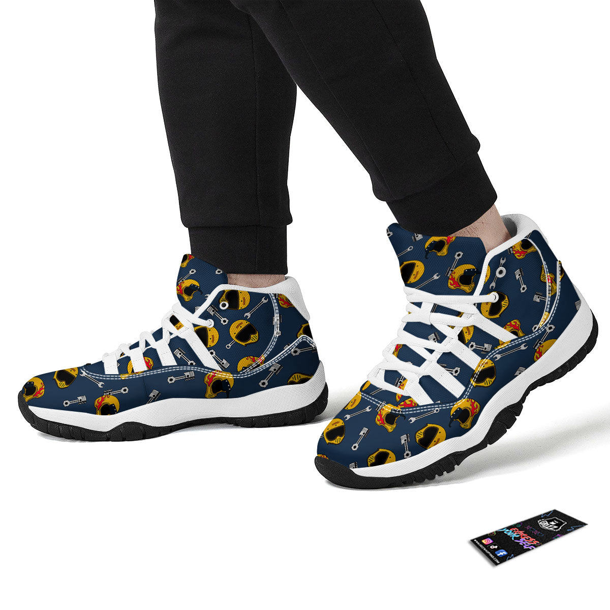 Equipment Motorcycle Print Pattern White Bball Shoes-grizzshop
