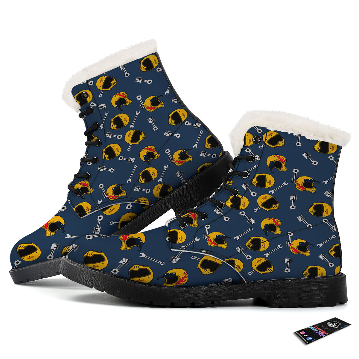 Equipment Motorcycle Print Pattern Winter Boots-grizzshop
