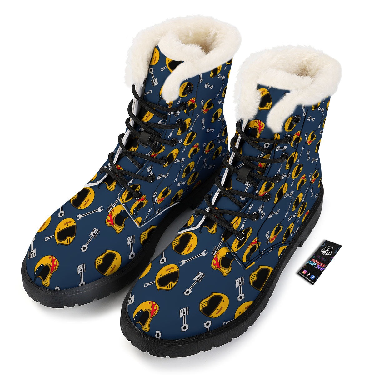 Equipment Motorcycle Print Pattern Winter Boots-grizzshop