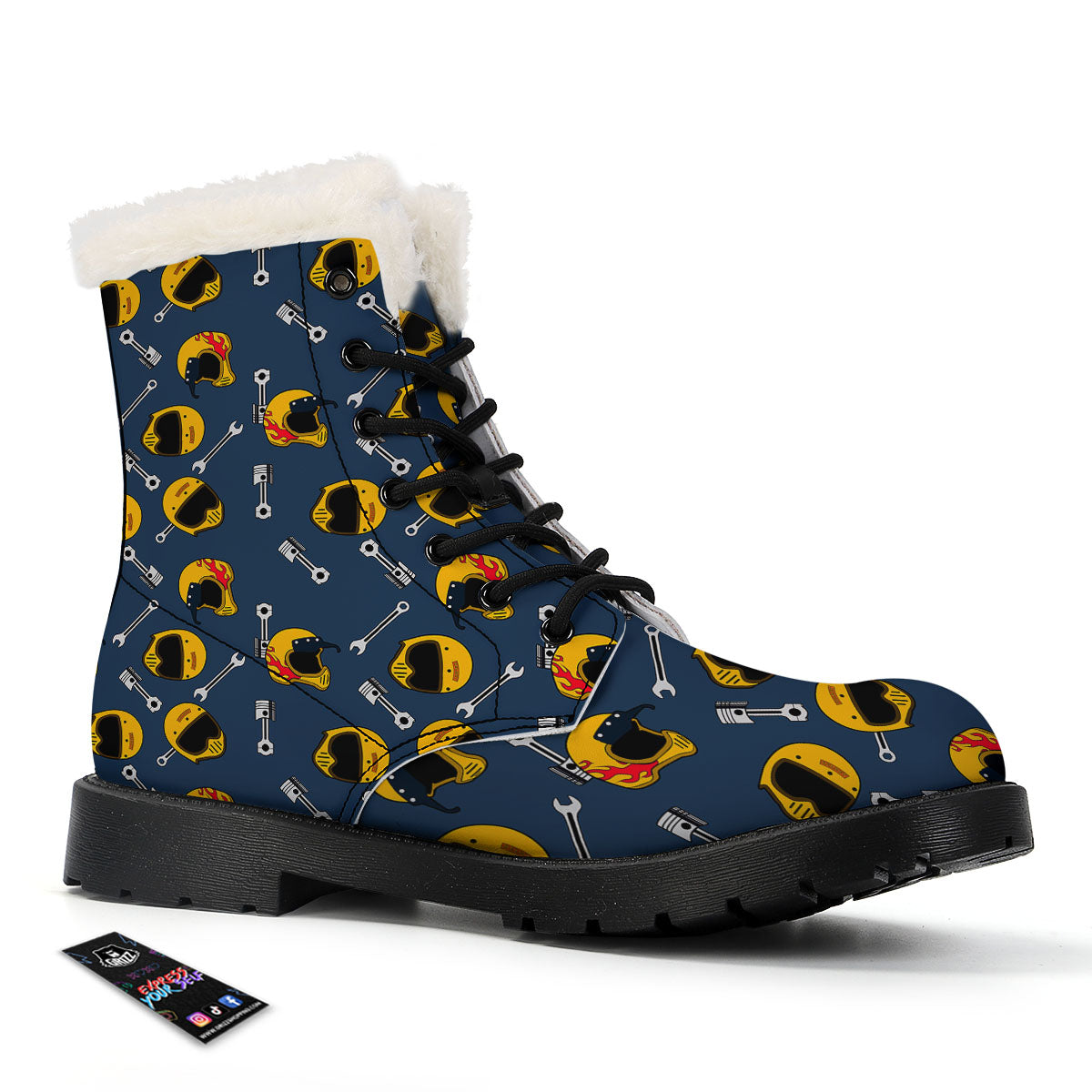 Equipment Motorcycle Print Pattern Winter Boots-grizzshop