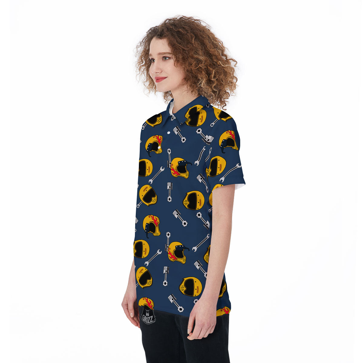Equipment Motorcycle Print Pattern Women's Golf Shirts-grizzshop