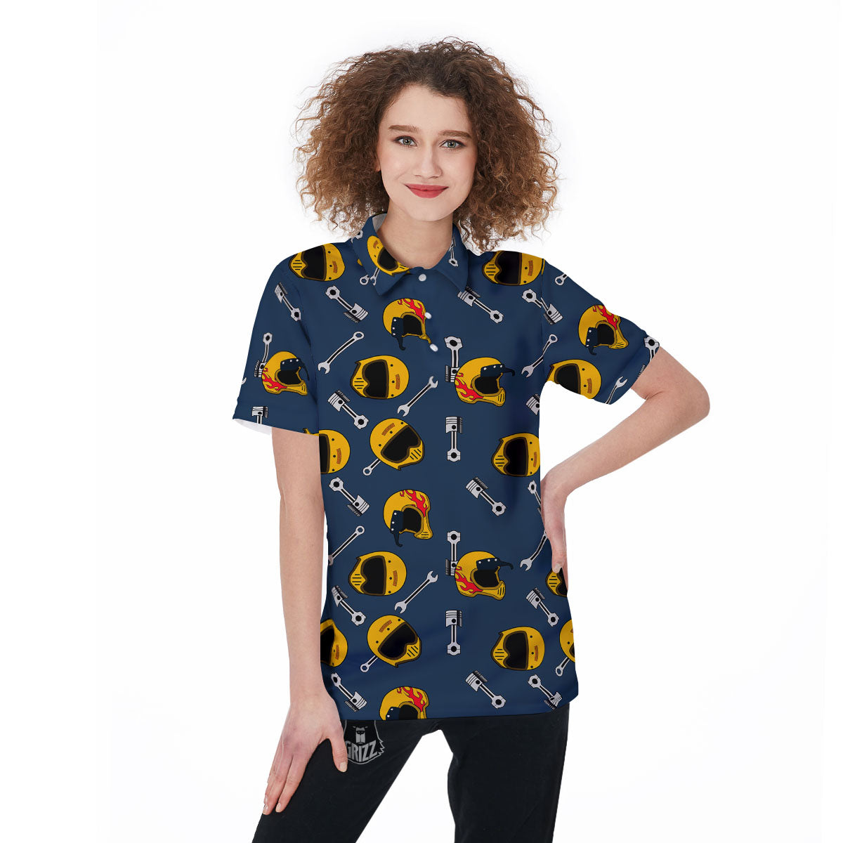 Equipment Motorcycle Print Pattern Women's Golf Shirts-grizzshop