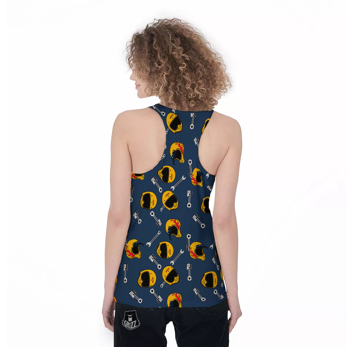 Equipment Motorcycle Print Pattern Women's Racerback Tank Top-grizzshop