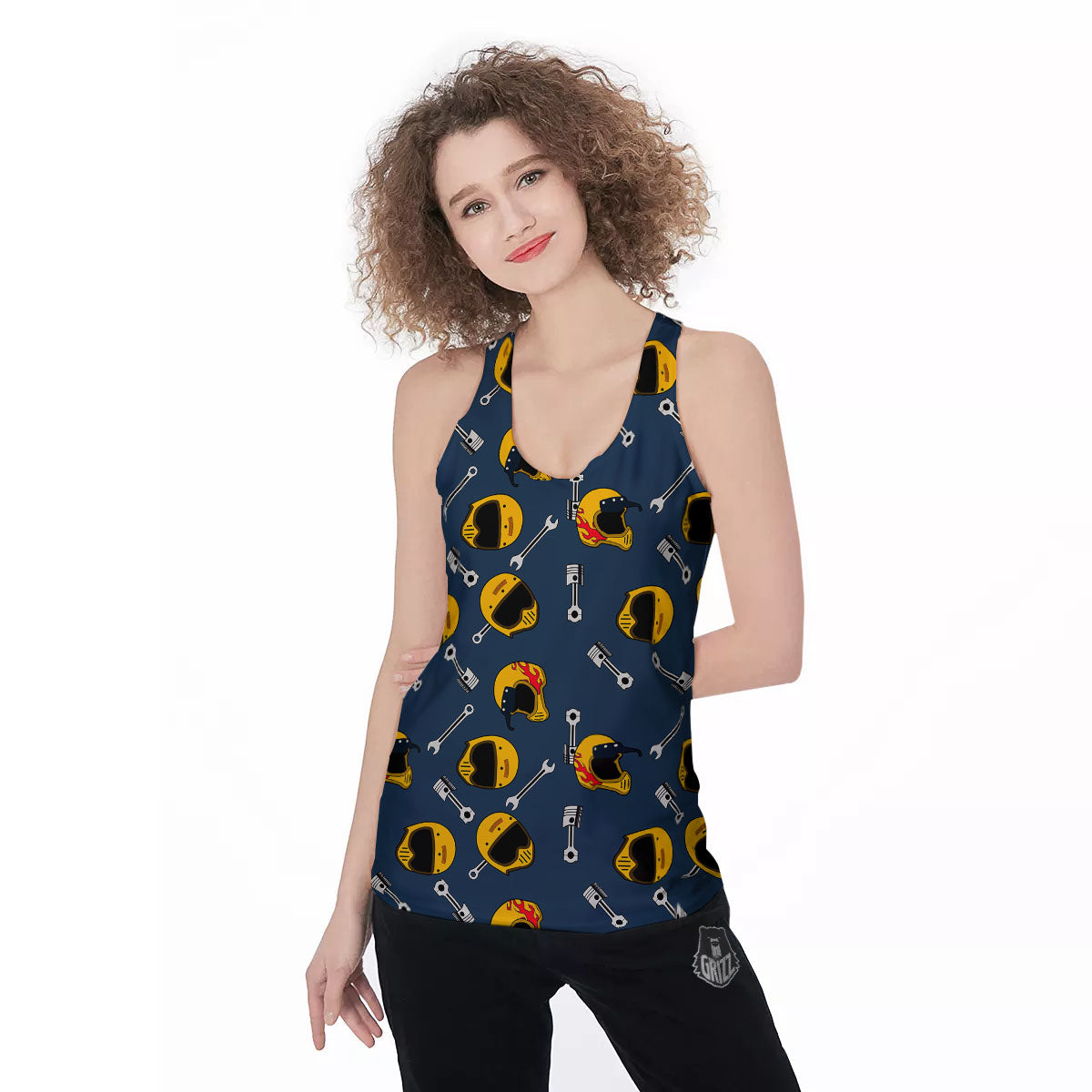 Equipment Motorcycle Print Pattern Women's Racerback Tank Top-grizzshop