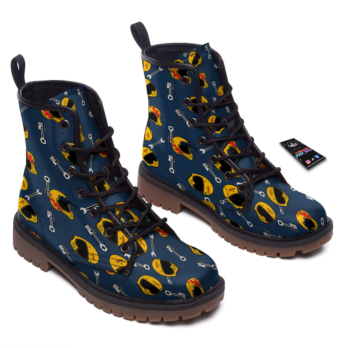 Equipment Motorcycle Print Pattern Work Boots-grizzshop