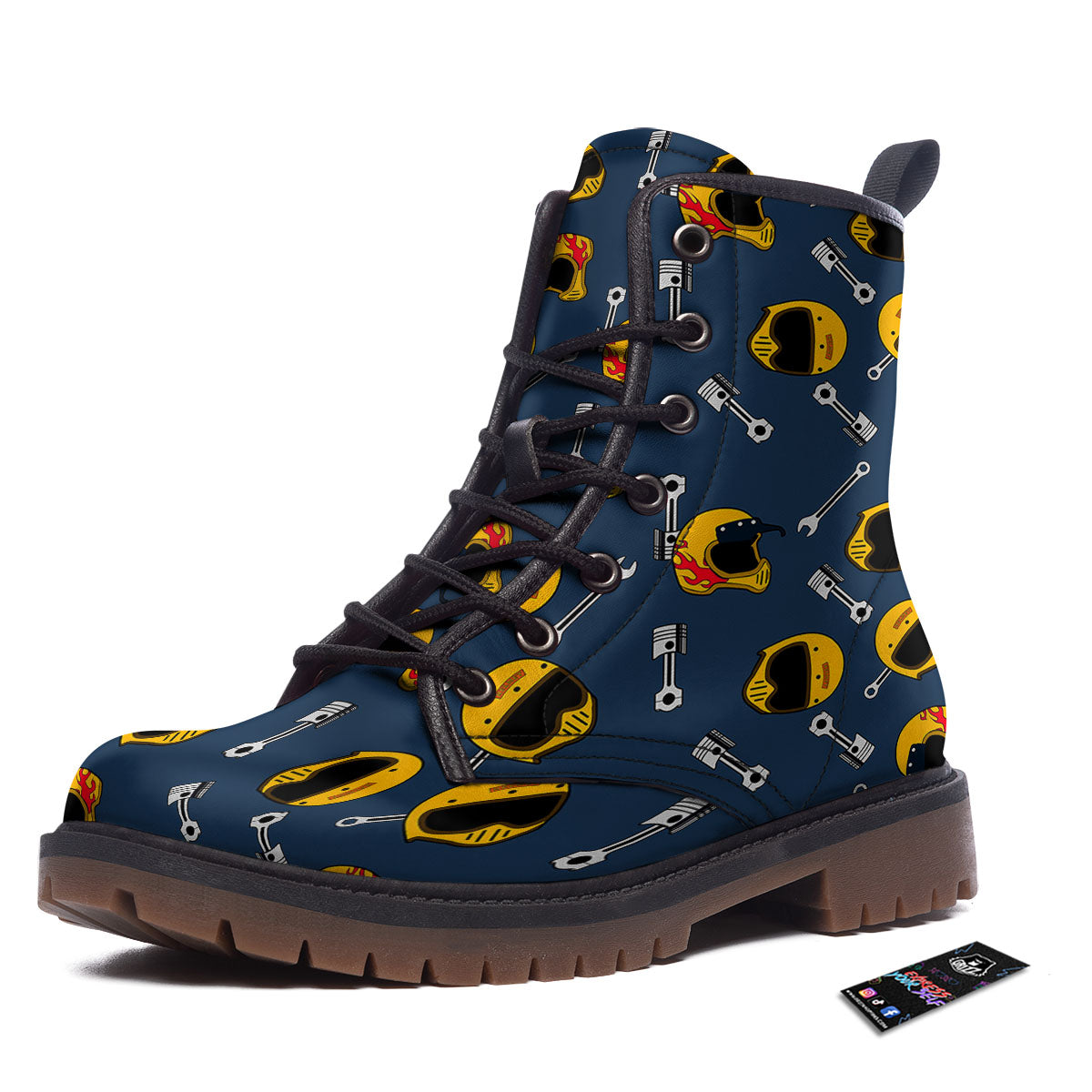 Equipment Motorcycle Print Pattern Work Boots-grizzshop