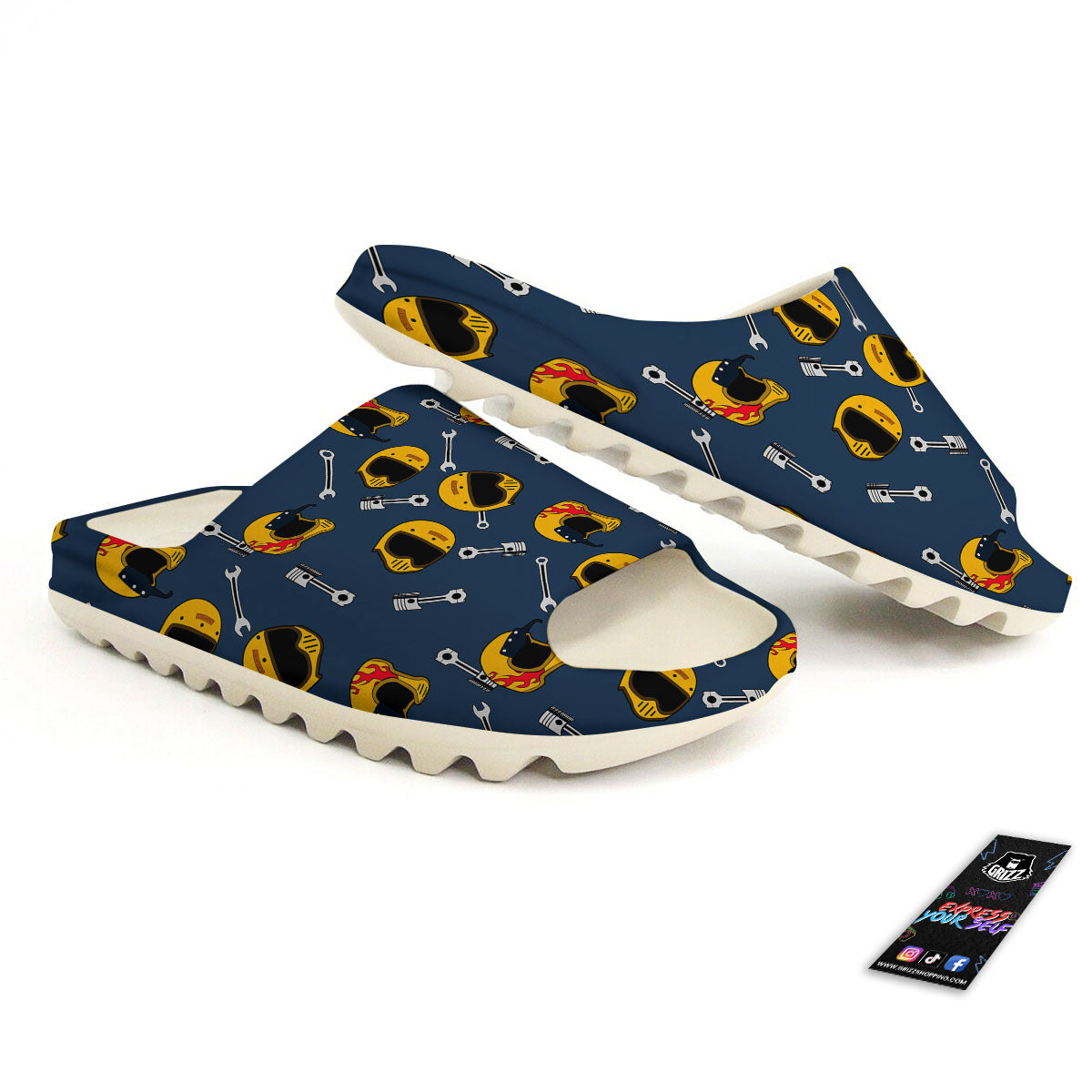 Equipment Motorcycle Print Pattern Sandals-grizzshop