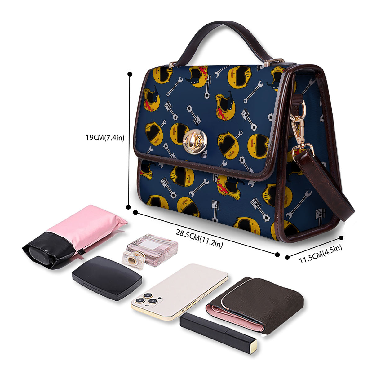 Equipment Motorcycle Print Pattern Women's Satchel Bag