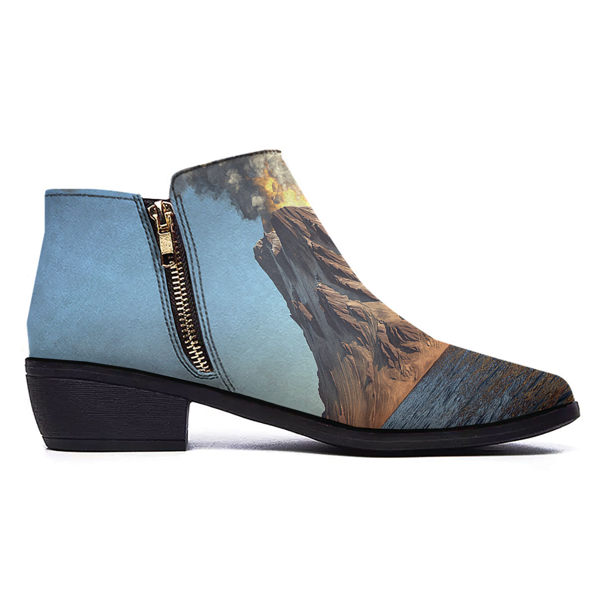 Eruption Volcano Print Ankle Boots-grizzshop