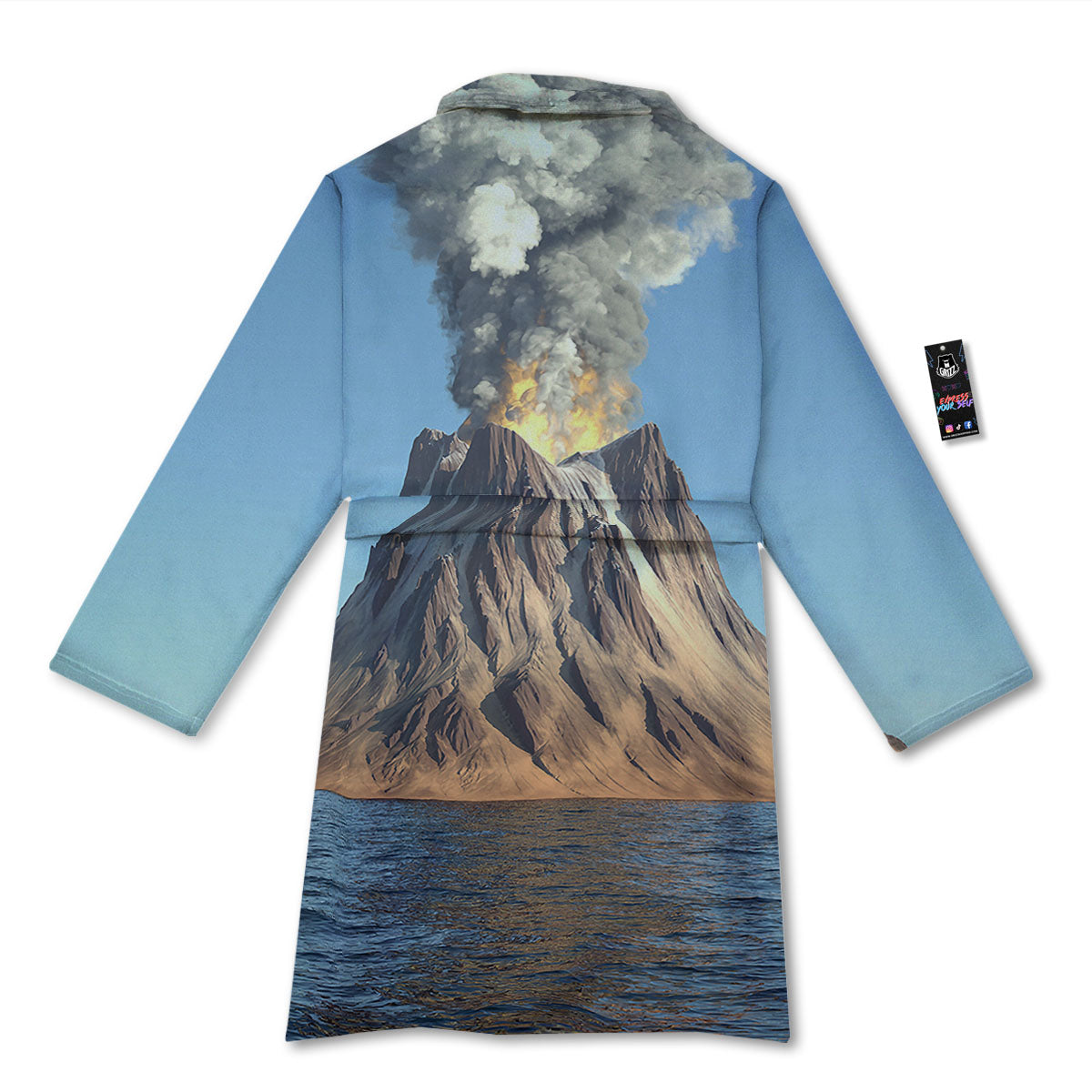 Eruption Volcano Print Bathrobe-grizzshop