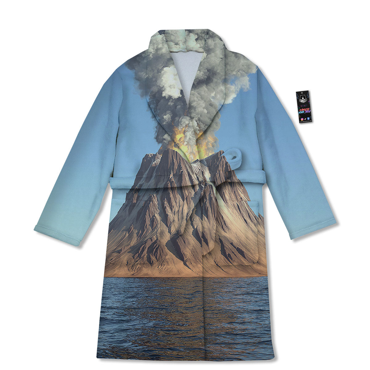 Eruption Volcano Print Bathrobe-grizzshop