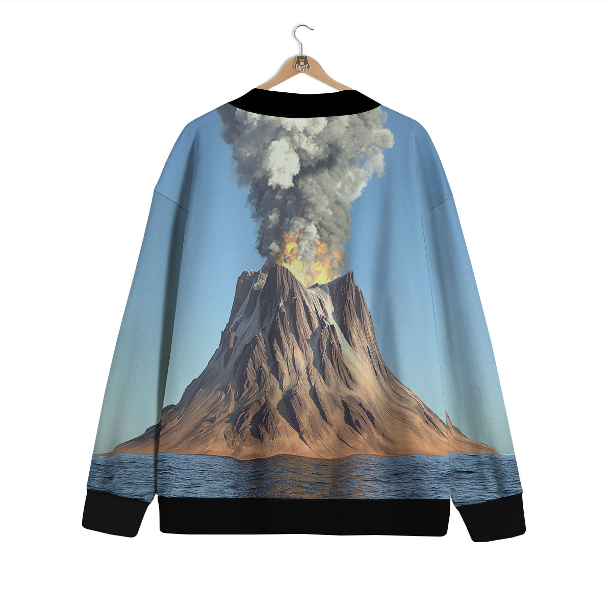 Eruption Volcano Print Cardigan-grizzshop