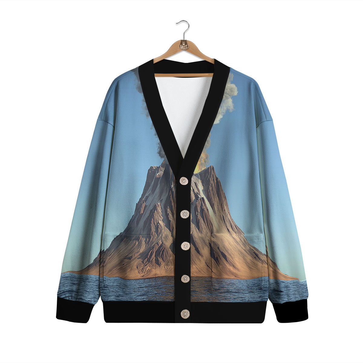 Eruption Volcano Print Cardigan-grizzshop